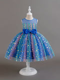 Kid Girl Tutu Sleeveless Princess Flower Bow Tulle Dance Ball Dresses