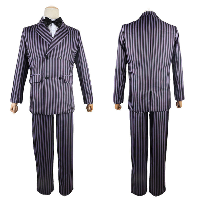 3-10T Kid Boy Wednesday Halloween Striped Cosplay Costume Sets Outfits