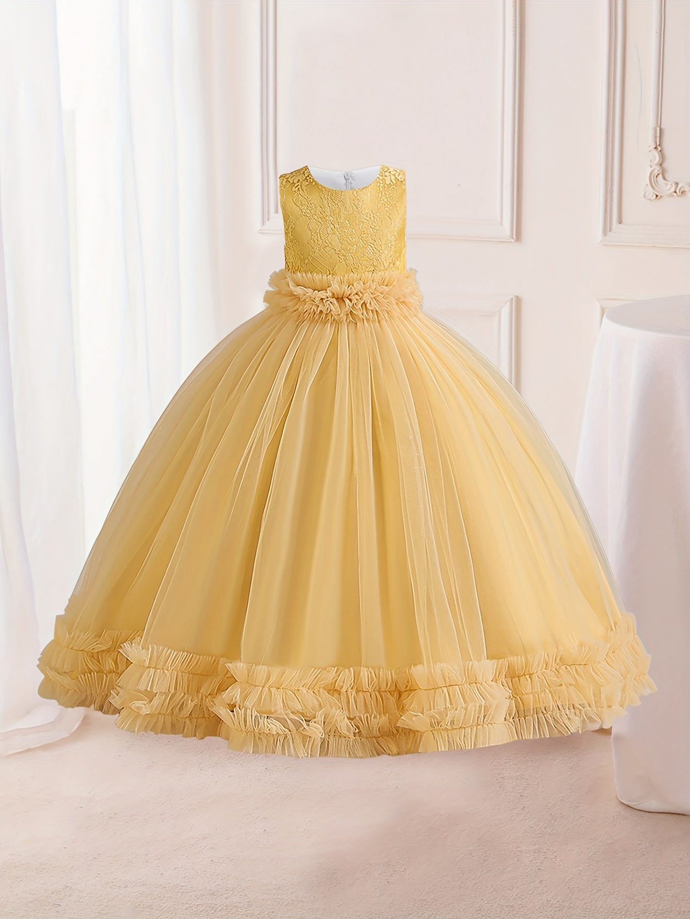 Flower Girl Formal Maxi Grace Tulle Stitching Catwalk Piano Princess Dress