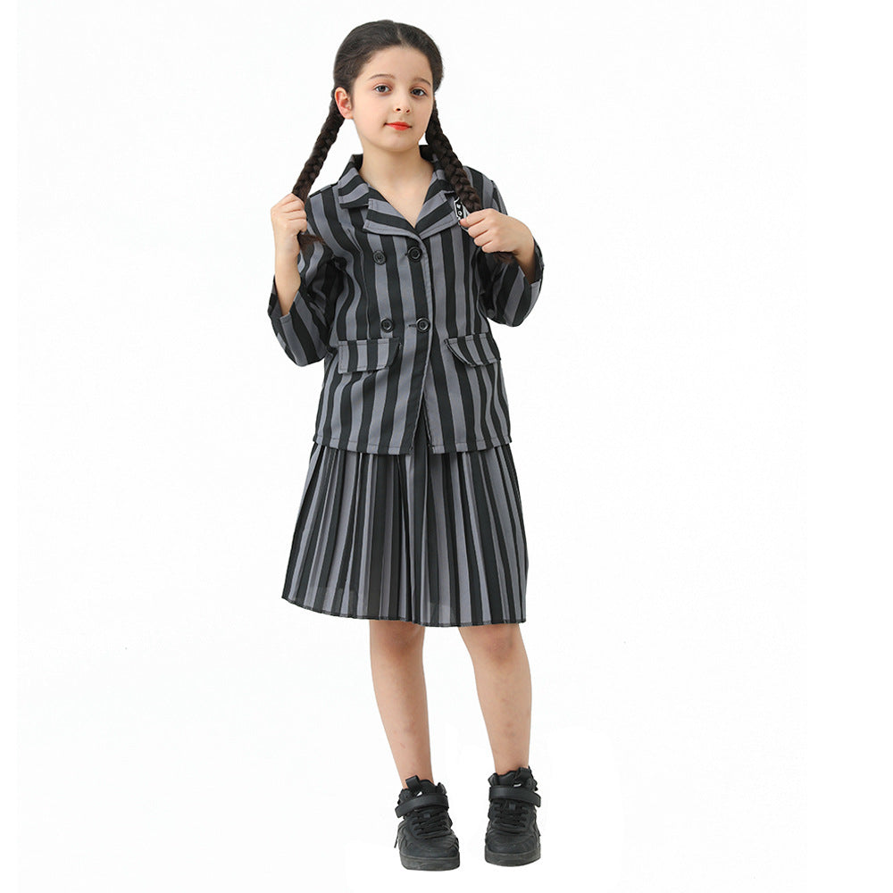 3-8T Kid Halloween Wednesday Black Cosplay Costume