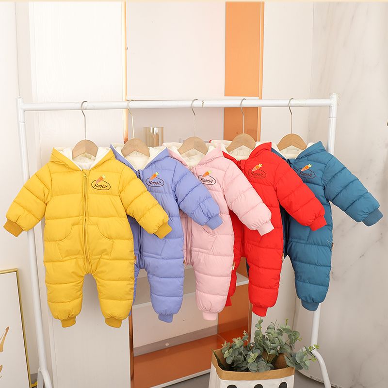 Baby Girl One-piece Down Jacket Fleece Thickened Rompers