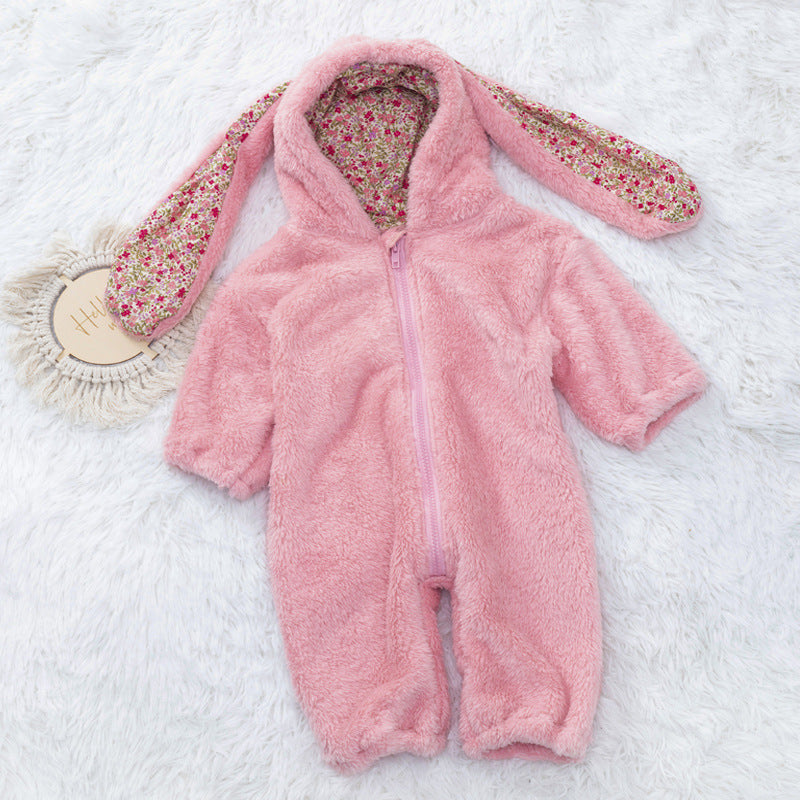 0-3T Baby Cartoon Rabbit Baby Jumpsuit Plush Thickening Romper