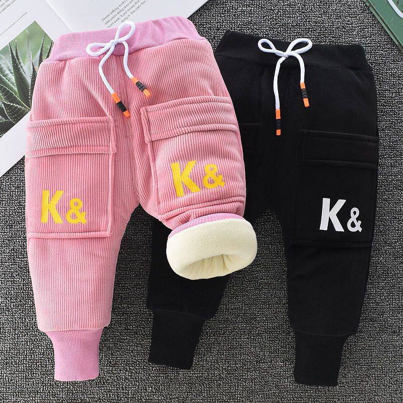 Kid Baby Boy Girl Winter Thickened Plush Warm Pants