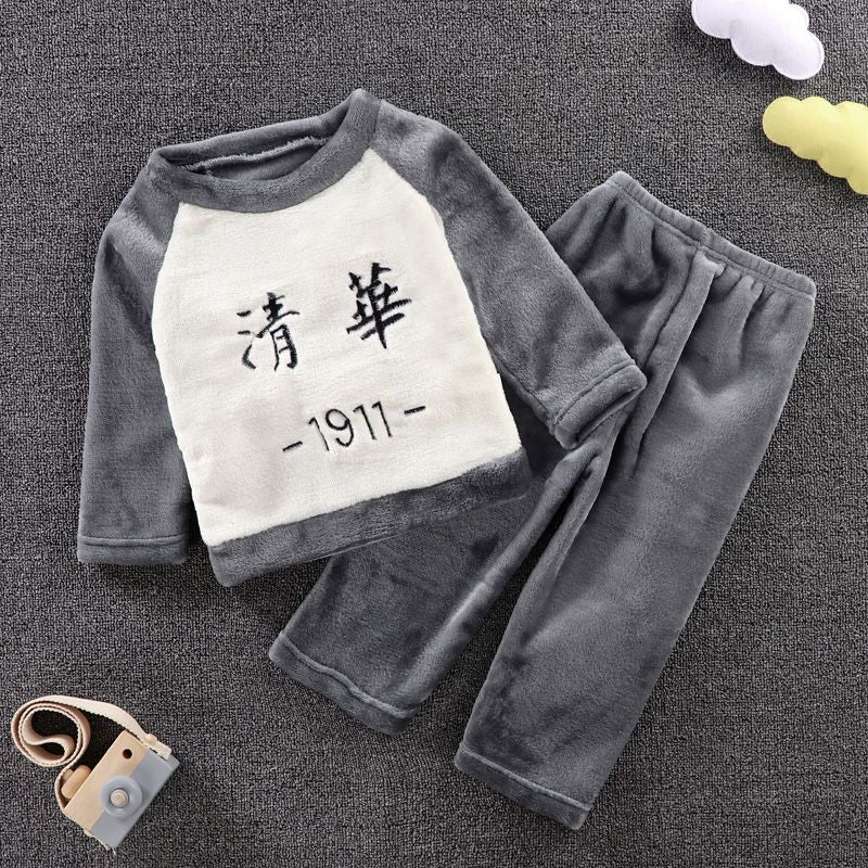 Kid Baby Boy Autumn Winter Thickened Winter Pajamas