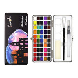 50 Solid Watercolors Paint Set Water Color Kit with Paint Brush