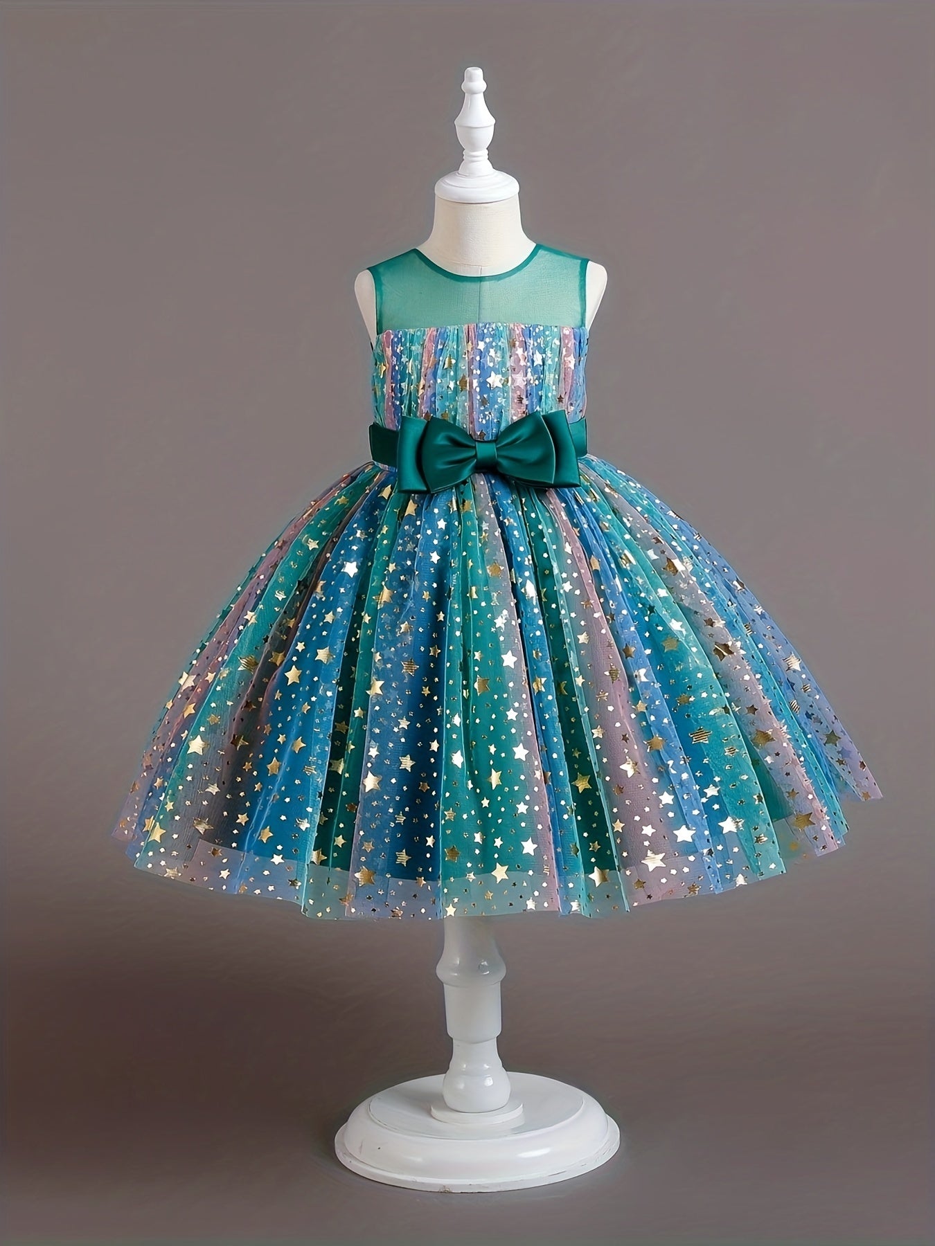 Kid Girl Tutu Sleeveless Princess Flower Bow Tulle Dance Ball Dresses