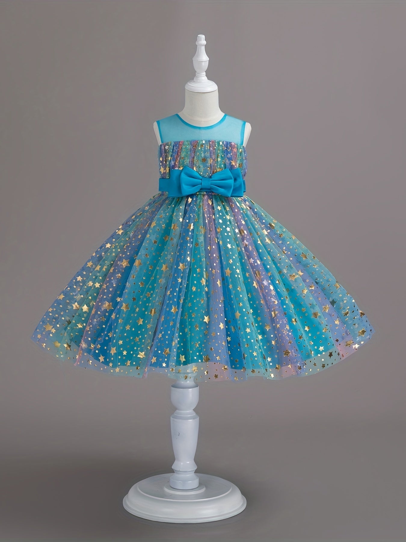 Kid Girl Tutu Sleeveless Princess Flower Bow Tulle Dance Ball Dresses