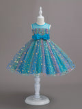 Kid Girl Tutu Sleeveless Princess Flower Bow Tulle Dance Ball Dresses