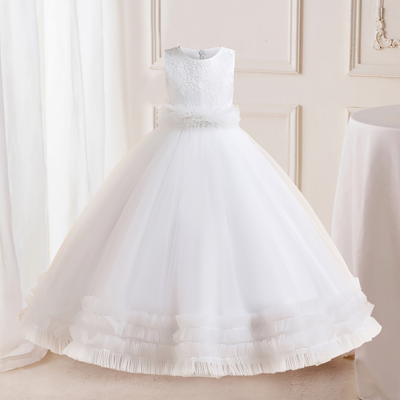 Flower Girl Formal Maxi Grace Tulle Stitching Catwalk Piano Princess Dress