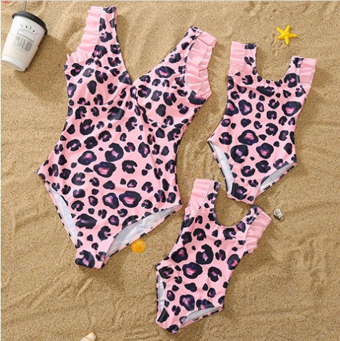 Family Matching Parent-child Mother-daughter V-neck One-piece Swimsuit