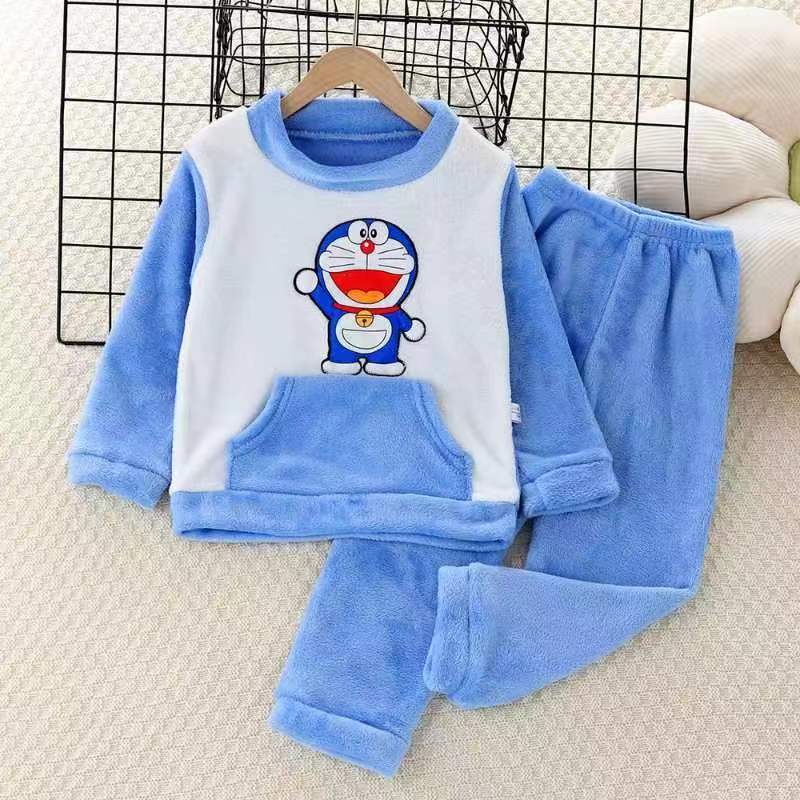 Kid Baby Boy Girl Pajamas Thickened Warm Winter Home Suits