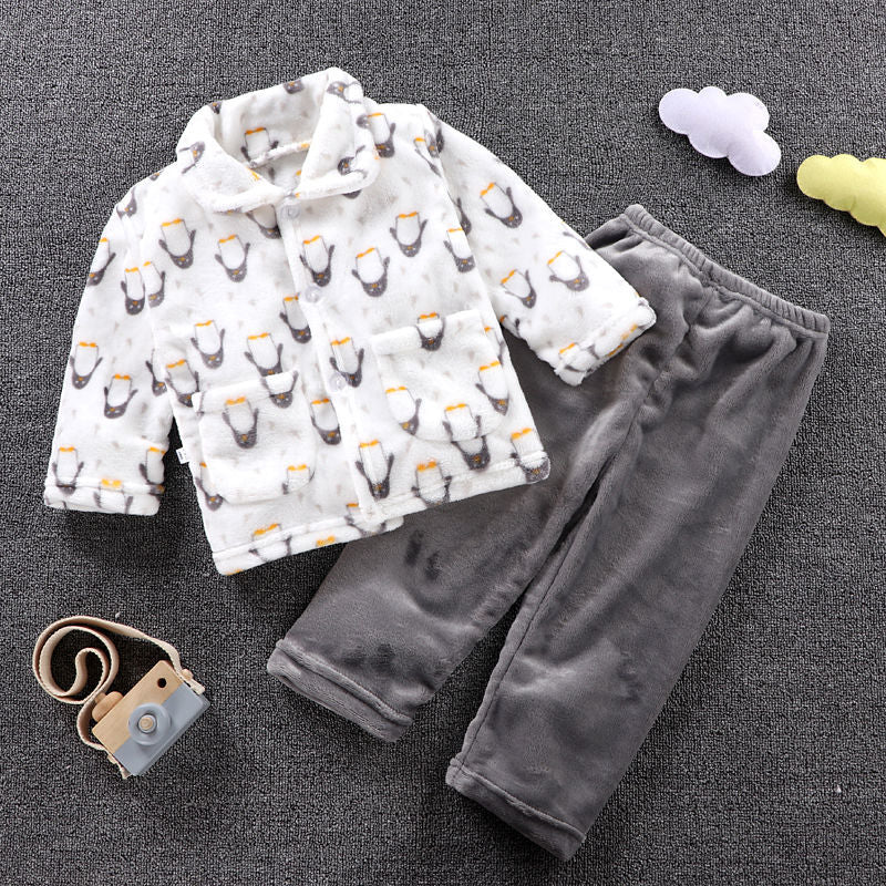 Kid Baby Boy Autumn Winter Thickened Winter Pajamas