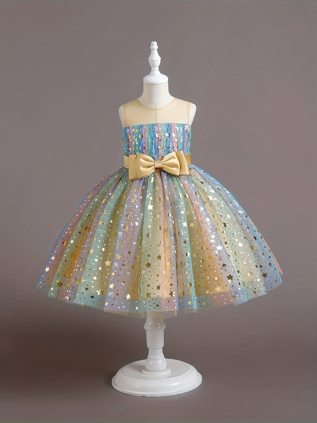 Kid Girl Tutu Sleeveless Princess Flower Bow Tulle Dance Ball Dresses