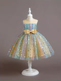 Kid Girl Tutu Sleeveless Princess Flower Bow Tulle Dance Ball Dresses