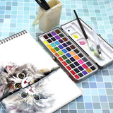 50 Solid Watercolors Paint Set Water Color Kit with Paint Brush
