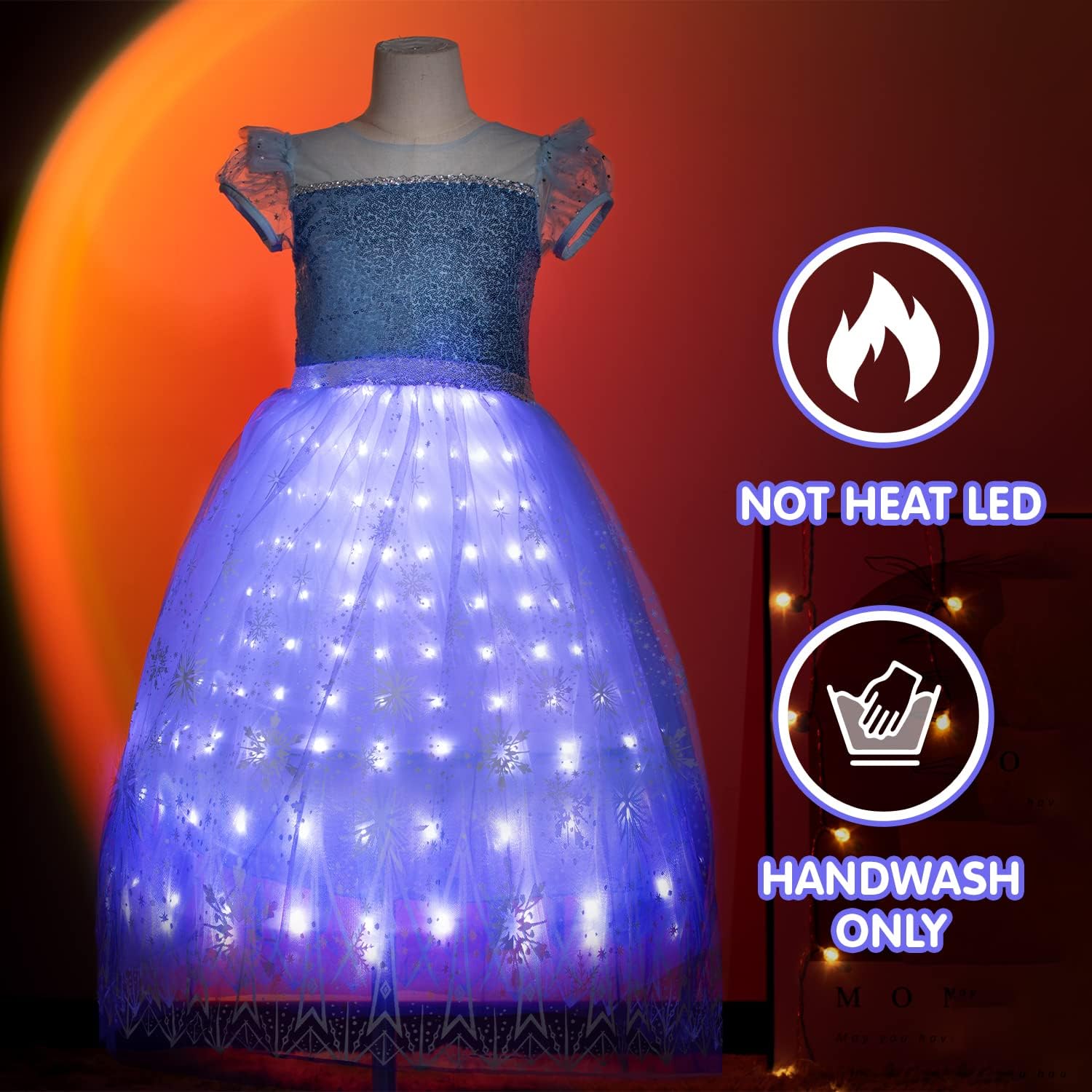 Kid Girls Light Up Snow Princess Ice Christmas Halloween Dresses