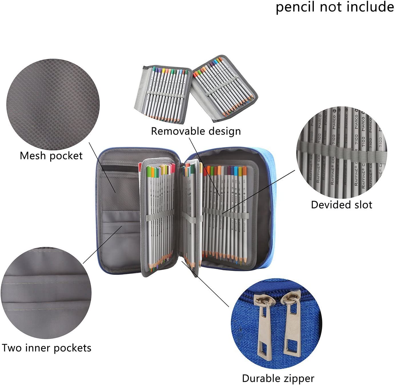 72 Holes Painting Pencils Case Canvas School Pencil Cases