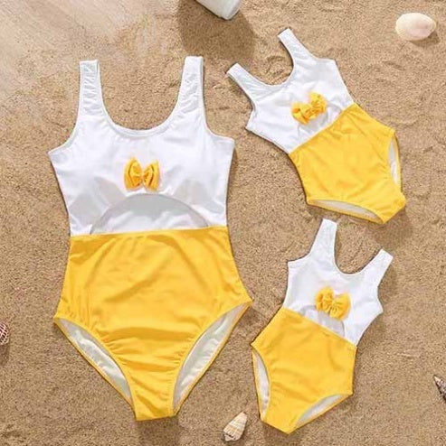 Family Matching Parent-child Mother-daughter V-neck One-piece Swimsuit