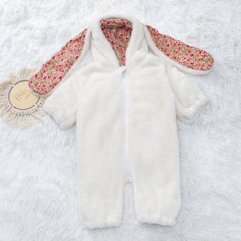 0-3T Baby Cartoon Rabbit Baby Jumpsuit Plush Thickening Romper