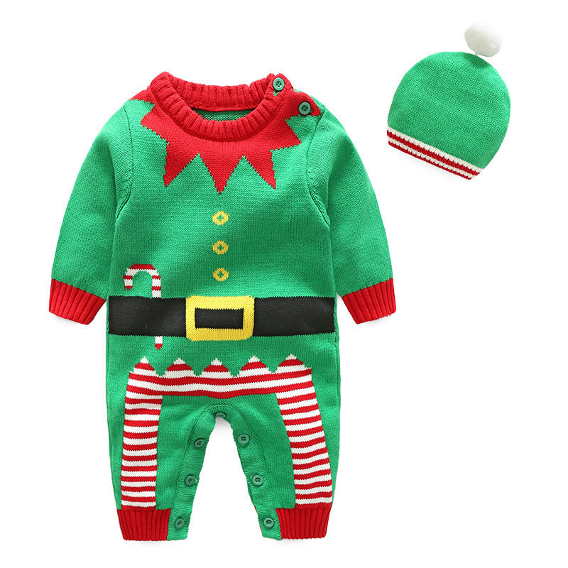 Baby Boy Girl Christmas Wool Cotton Climbing Winter Rompers