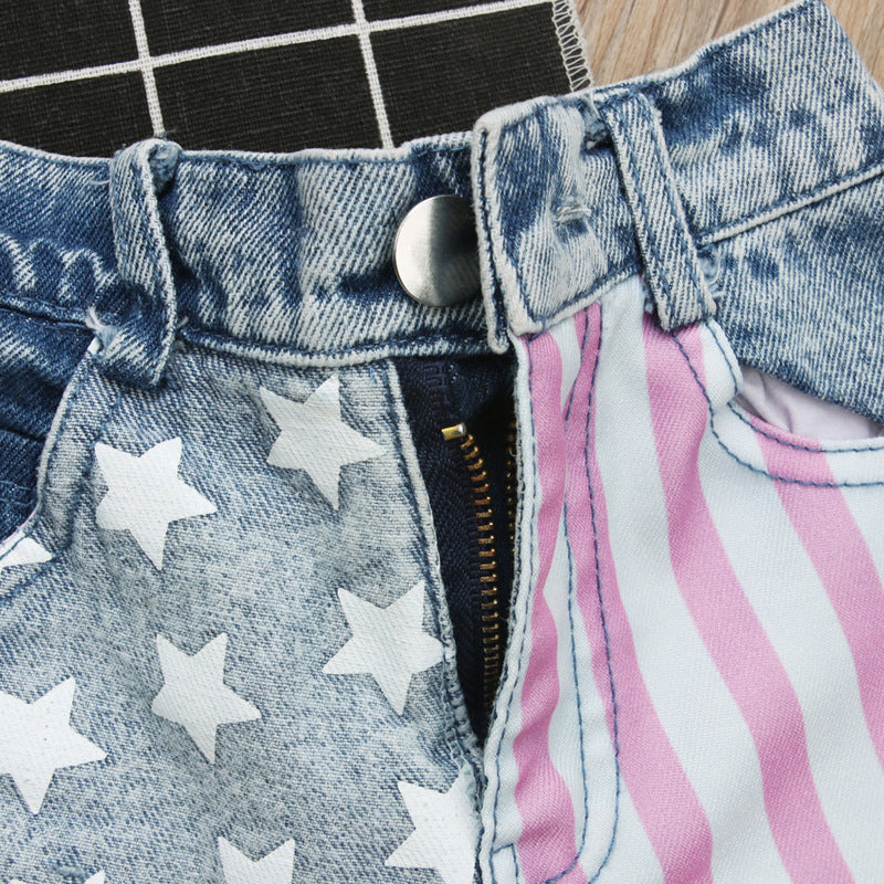 Baby Girls 4th of July Independence Day Outfit Tassel Shorts 2 Pcs Sets