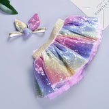 Kid Girls Sequined Fluffy Half-length Gauze Skirts