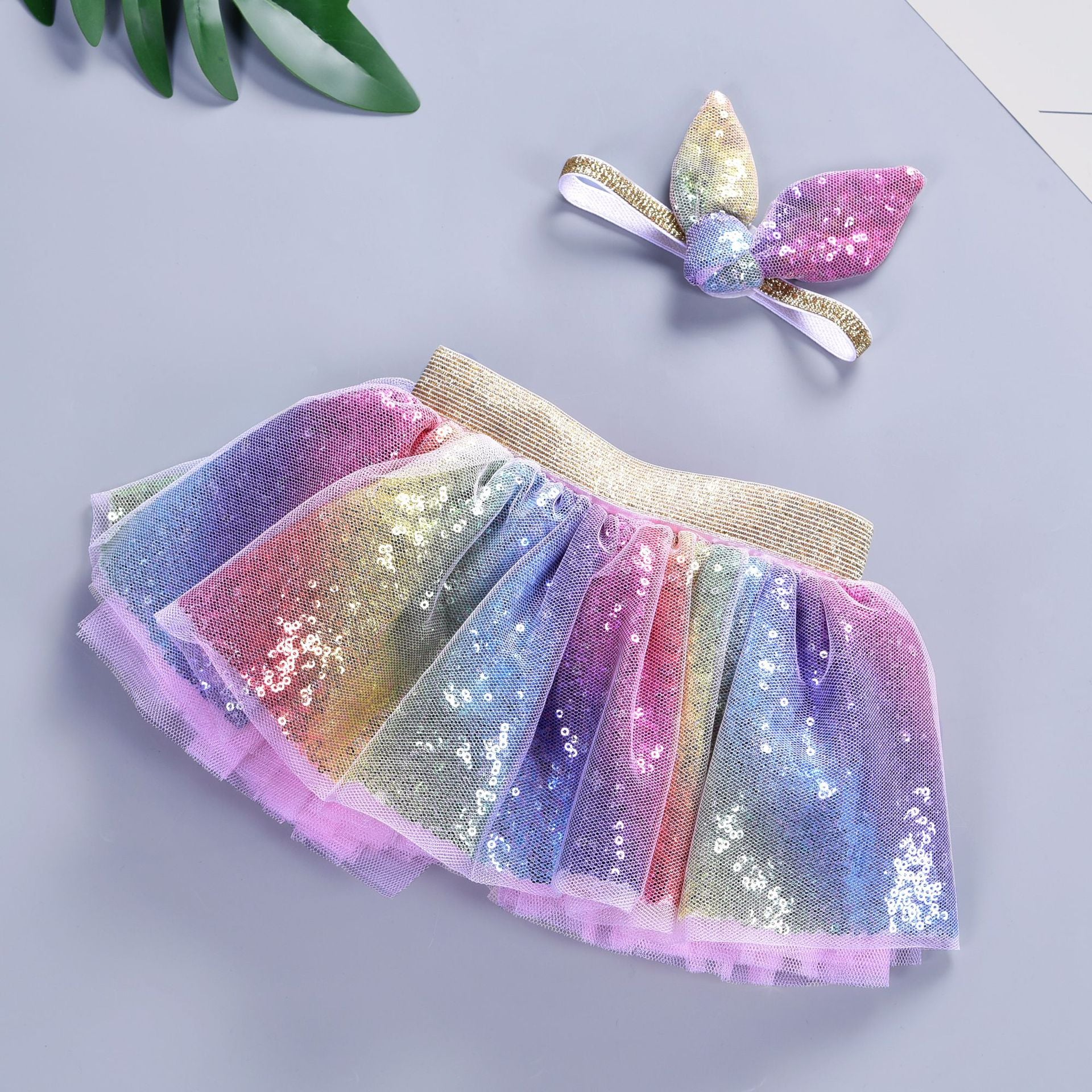 Kid Girls Sequined Fluffy Half-length Gauze Skirts
