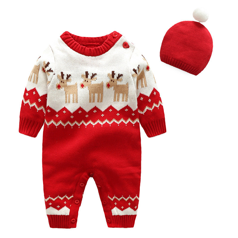Baby Boy Girl Christmas Wool Cotton Climbing Winter Rompers