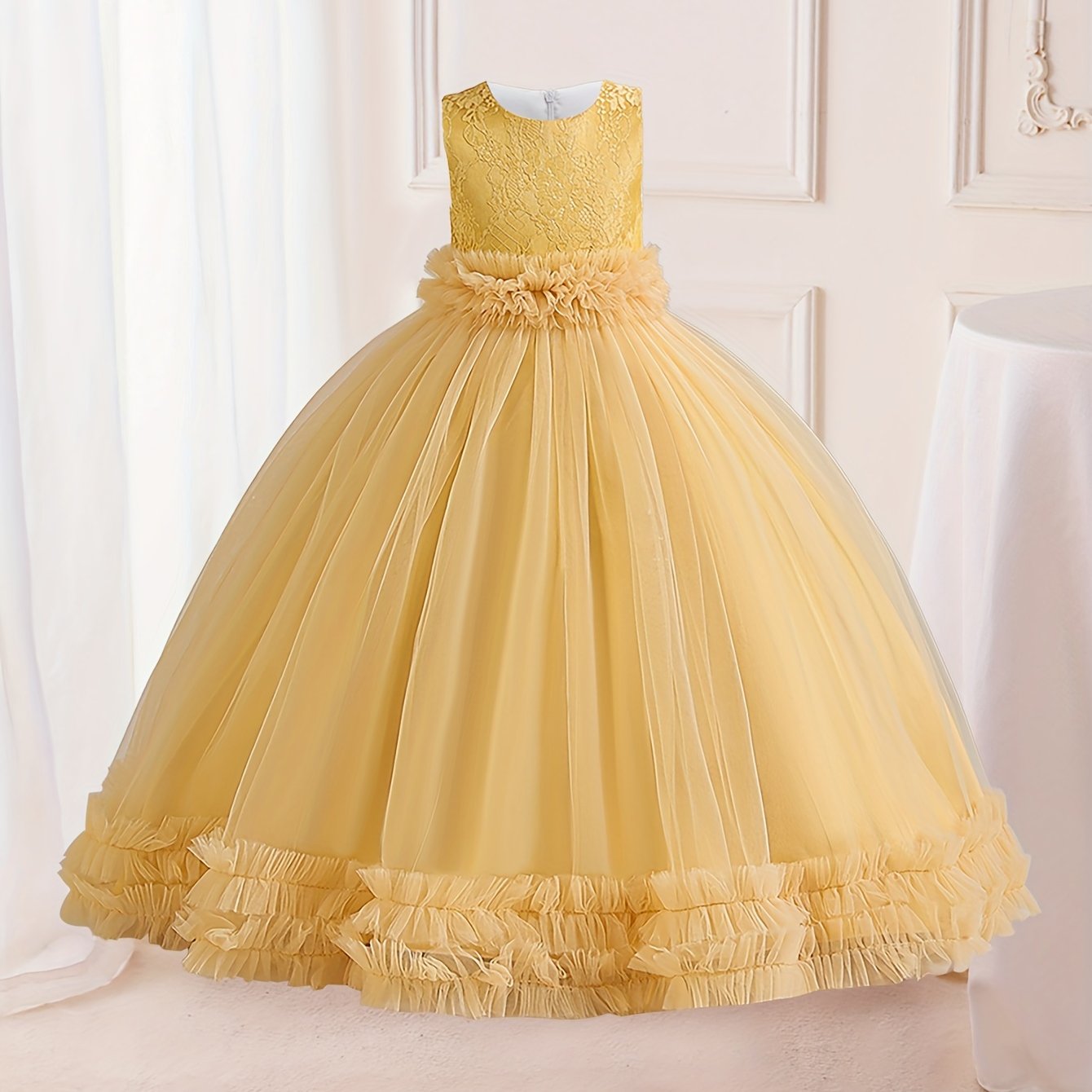 Flower Girl Formal Maxi Grace Tulle Stitching Catwalk Piano Princess Dress
