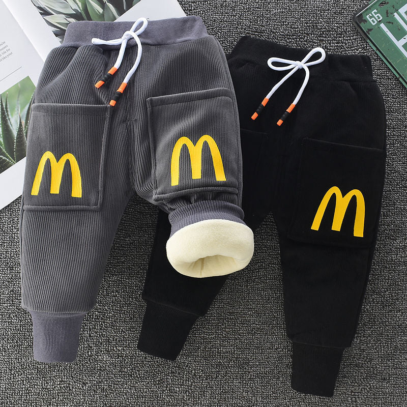 Kid Baby Boy Girl Winter Thickened Plush Warm Pants