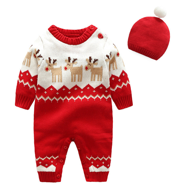 Baby Boy Girl Christmas Wool Cotton Climbing Winter Rompers