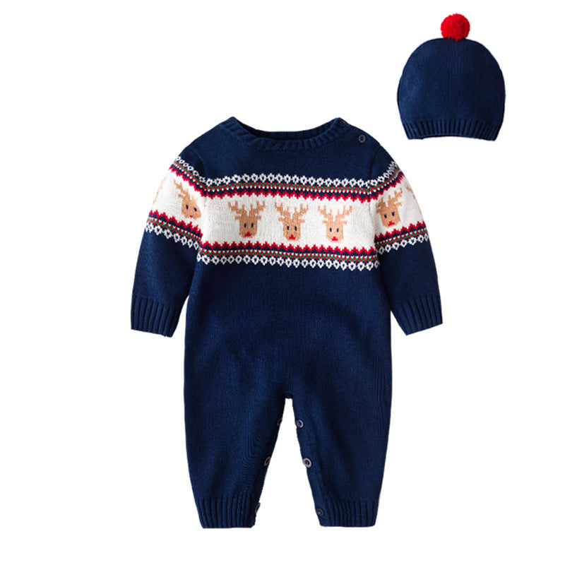 Baby Boy Girl Christmas Wool Cotton Climbing Winter Rompers