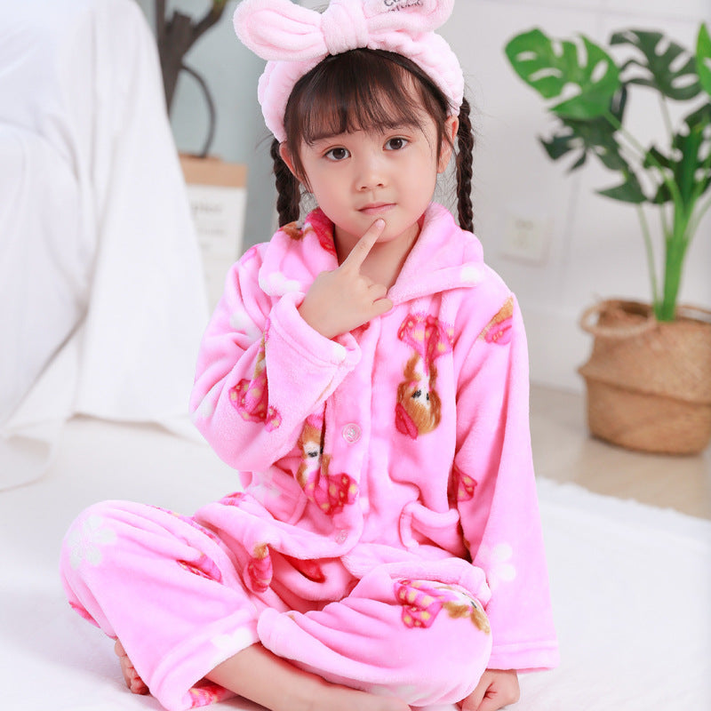Kid Baby Boy Girl Flannel Pajamas Home Pajamas