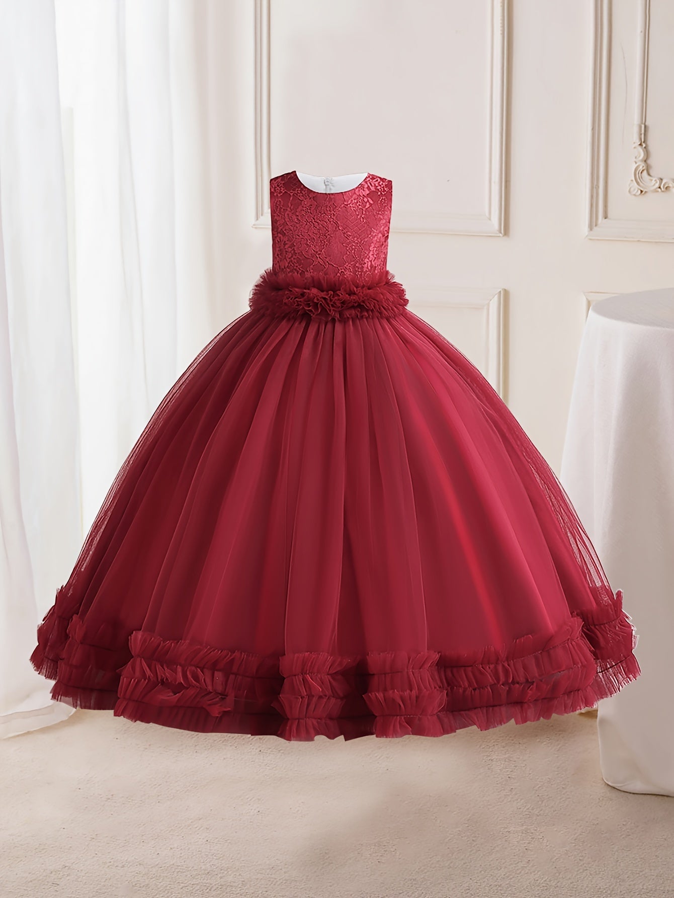 Flower Girl Formal Maxi Grace Tulle Stitching Catwalk Piano Princess Dress
