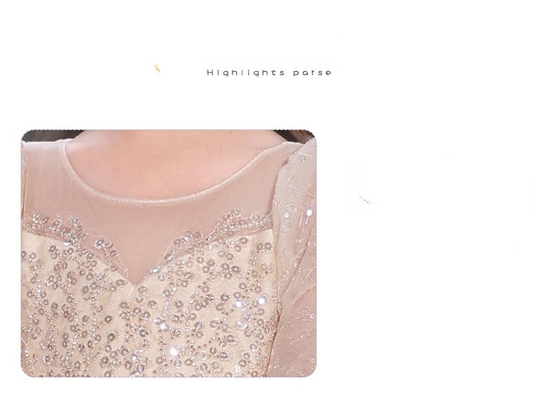 Kid Girl Long Sleeve Flower Wedding Birthday Piano Performance Dresses