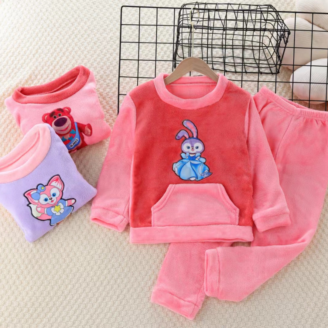 Kid Baby Boy Girl Pajamas Thickened Warm Winter Home Suits