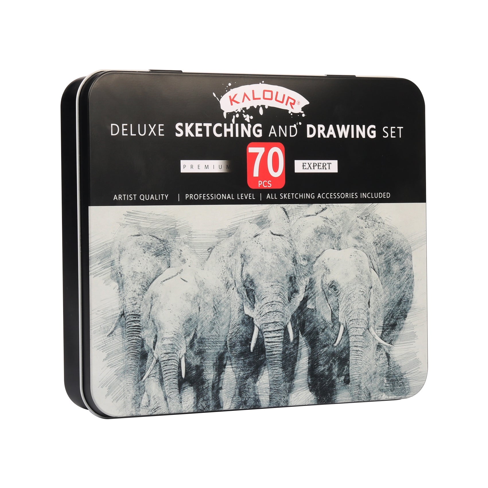 70Pcs Set Sketching Drawing Pencils Set With Metal Box