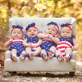 Baby Girl 4th of July Independence Day Bodysuit Sleeveless Rompers