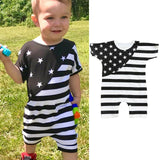 Baby Boy 4th Of July independence Day Short Sleeve Stripe Print Romper