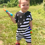 Baby Boy 4th Of July independence Day Short Sleeve Stripe Print Romper