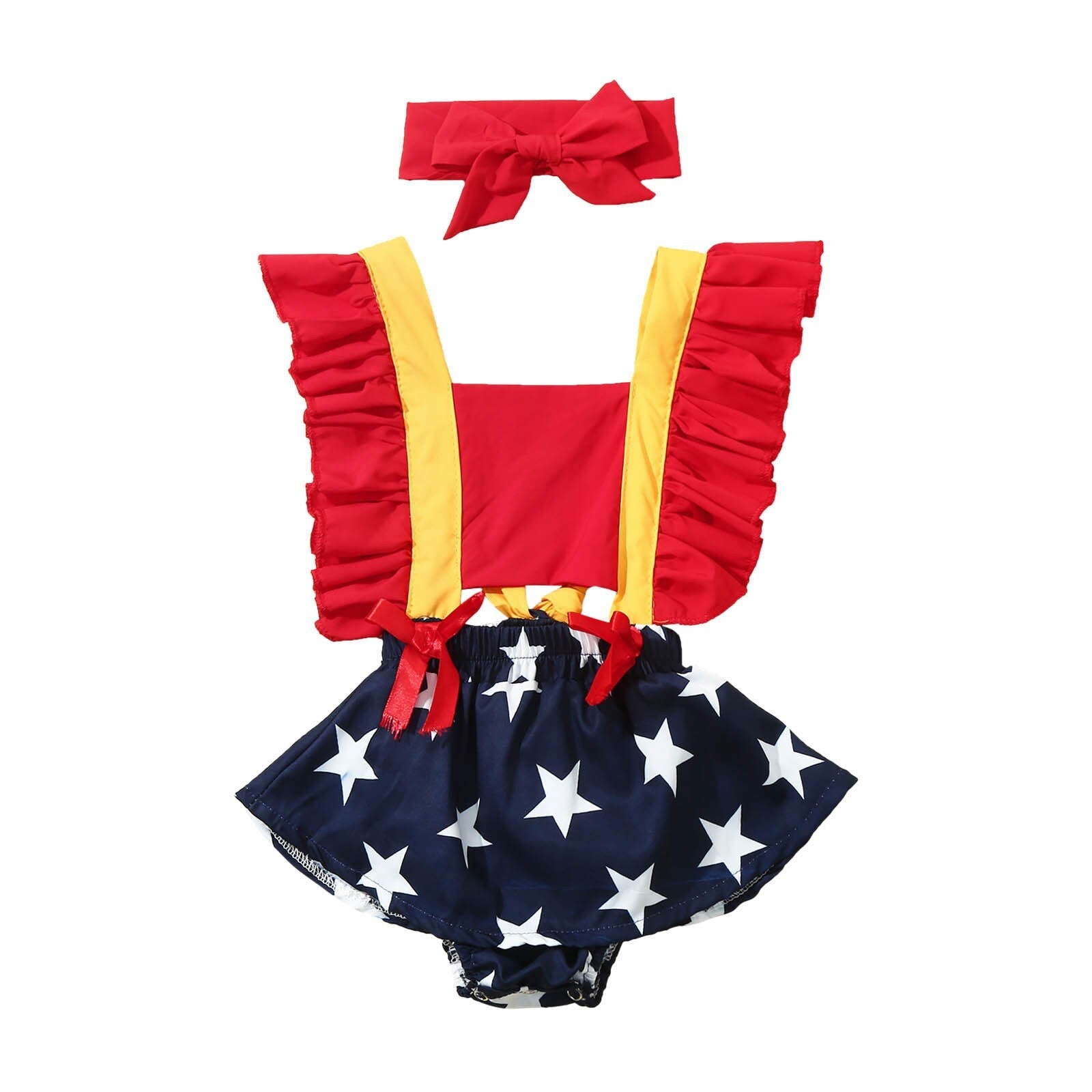Baby Girl 4th Of July independence Day Backless Bodysuit Rompers