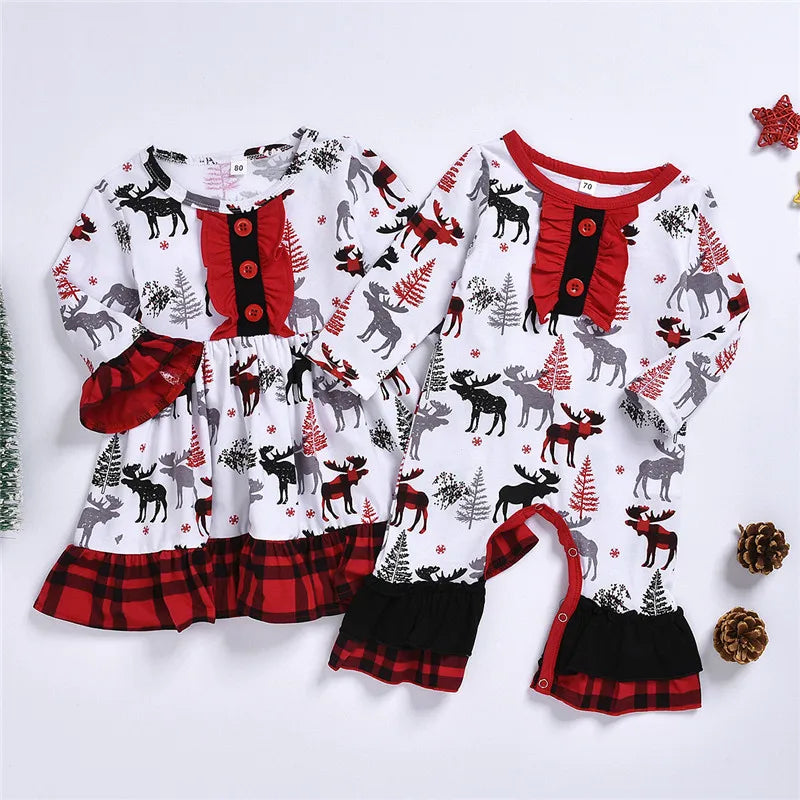 Kid Baby Boy Girl Cute Pretty Christmas Long Sleeve 2 Pcs Sets