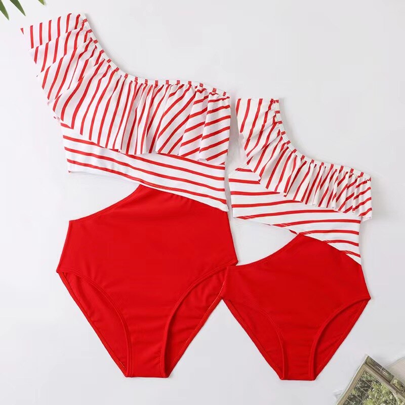 Family Matching Mother Daughter Swimsuits Mommy and Me Bikini Swimwear
