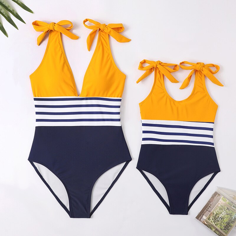 Family Matching Mother Daughter Swimsuits Mommy and Me Bikini Swimwear