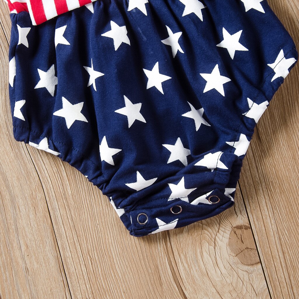Girl Baby Sleeveless Fourth of July Independence Day Romper
