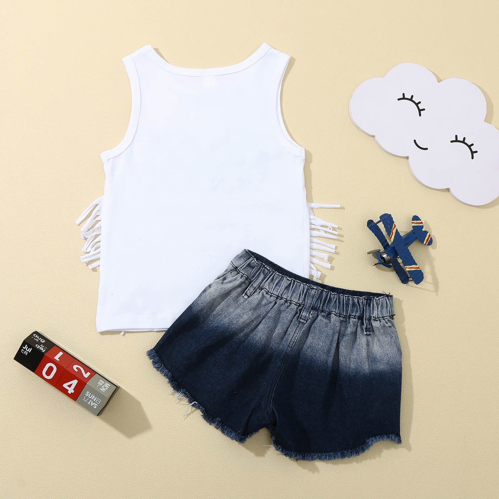 Kids Baby Girl 4th Of July Short Sleeve independence Day Sets