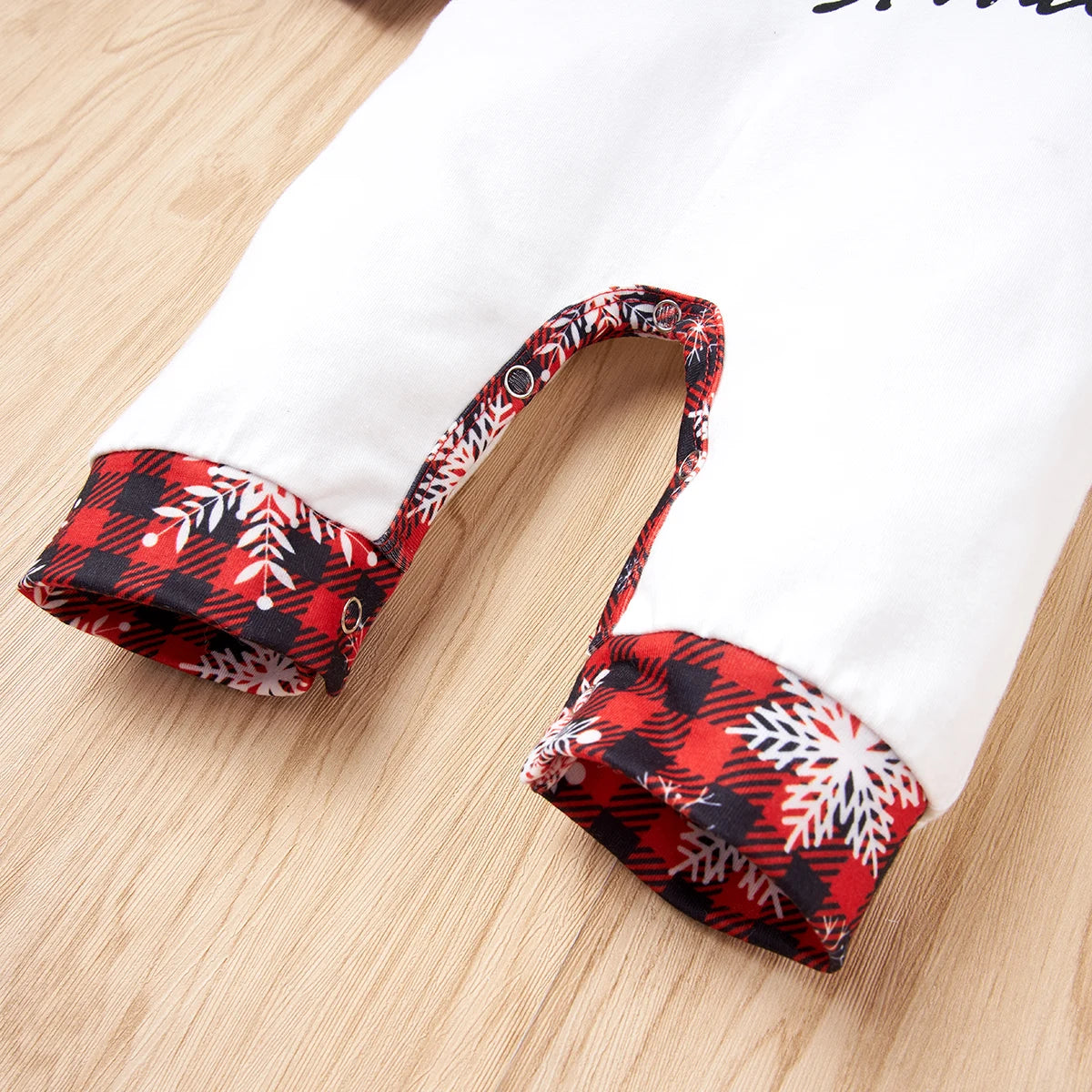 Baby Christmas Snowflake Plaid Long-sleeve Rompers