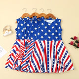 Baby Girls 4th of July Independence Day Sleeveless Stars Striped Dresses