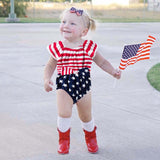 Girl Baby Sleeveless Fourth of July Independence Day Romper