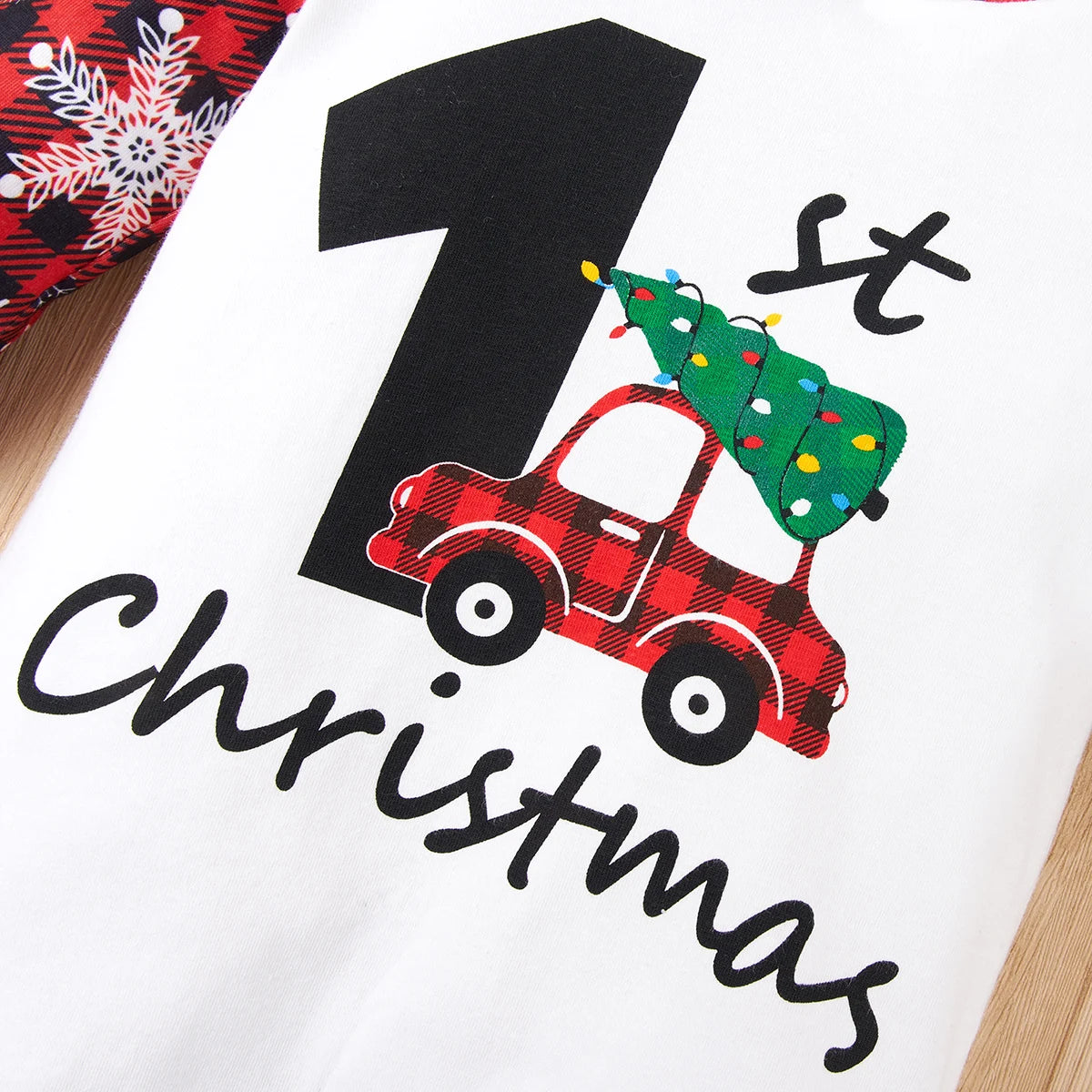Baby Christmas Snowflake Plaid Long-sleeve Rompers